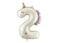 Globo de aluminio con el número ''2'' Unicornio, 93 cm, surtido