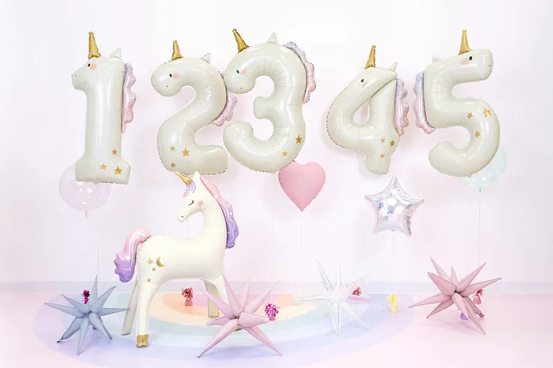 Globo de aluminio con el número ''3'' Unicornio, 93 cm, surtido