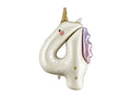 Globo de aluminio con el número ''4'' Unicornio, 93 cm, surtido