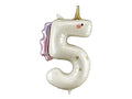 Globo de aluminio con el número ''5'' Unicornio, 93 cm, surtido
