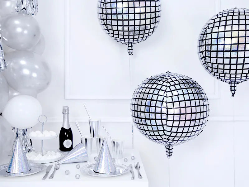 Globo de aluminio con forma de bola de discoteca, 40 cm
