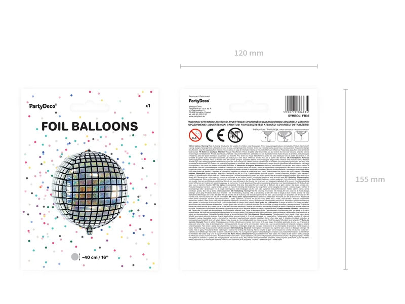 Globo de aluminio con forma de bola de discoteca, 40 cm
