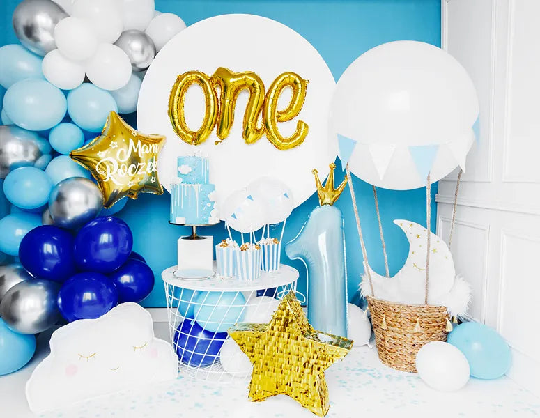 Globo de papel de aluminio con el número '1', 37 x 100 cm, azul.