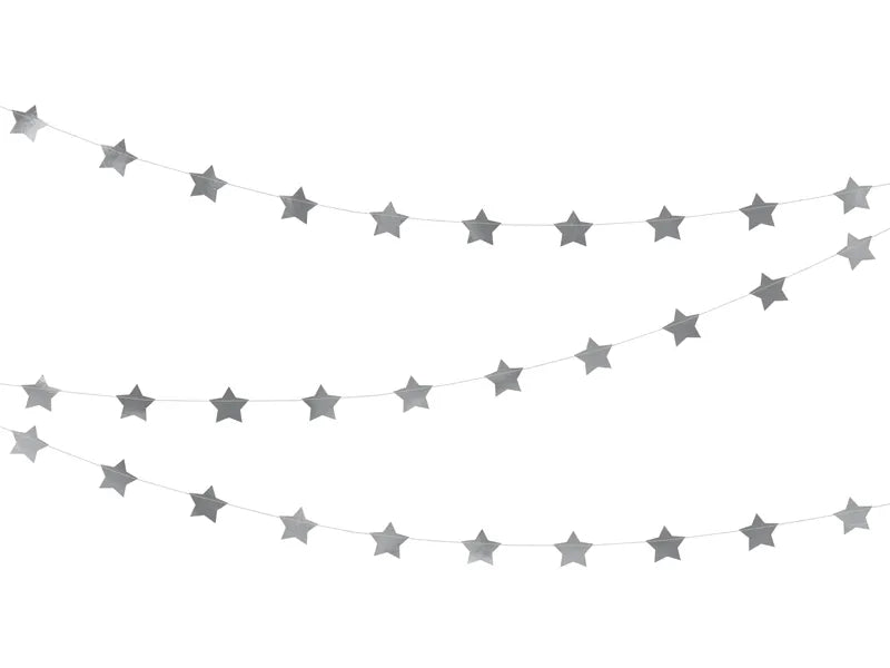 Estrellas de guirnalda, plata, 3,6 m