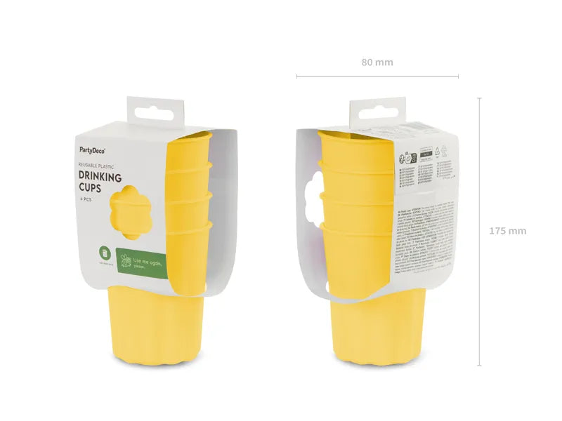 Vasos de plástico Frill, 220 ml, amarillos