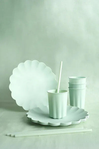 Vasos de plástico Frill, 220 ml, color salvia