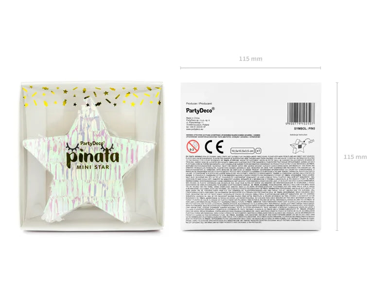 Mini piñata - Estrella, 10,5 x 9,5 x 3,5 cm