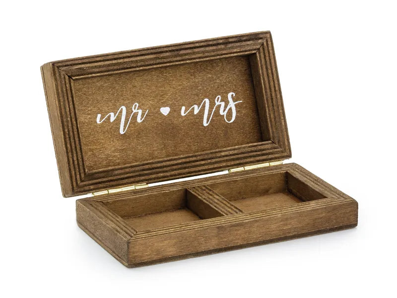 Caja de madera para anillos de boda, 10 x 5,5 cm.