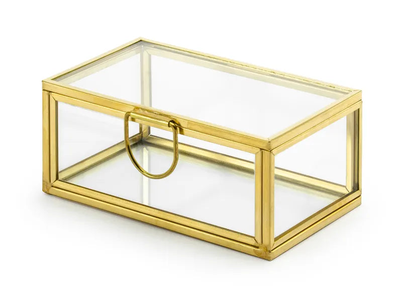 Caja de cristal, dorada, 9x5,5x4 cm