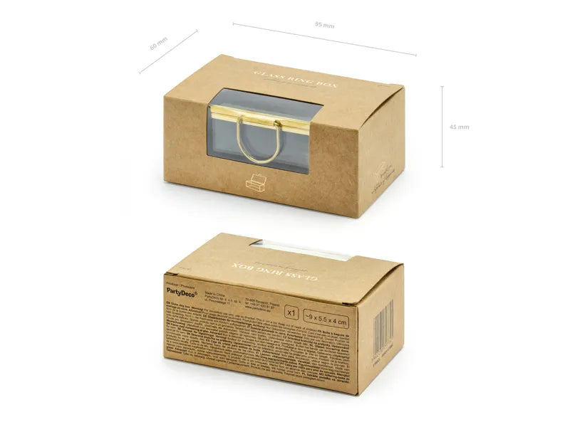 Caja de cristal, dorada, 9x5,5x4 cm