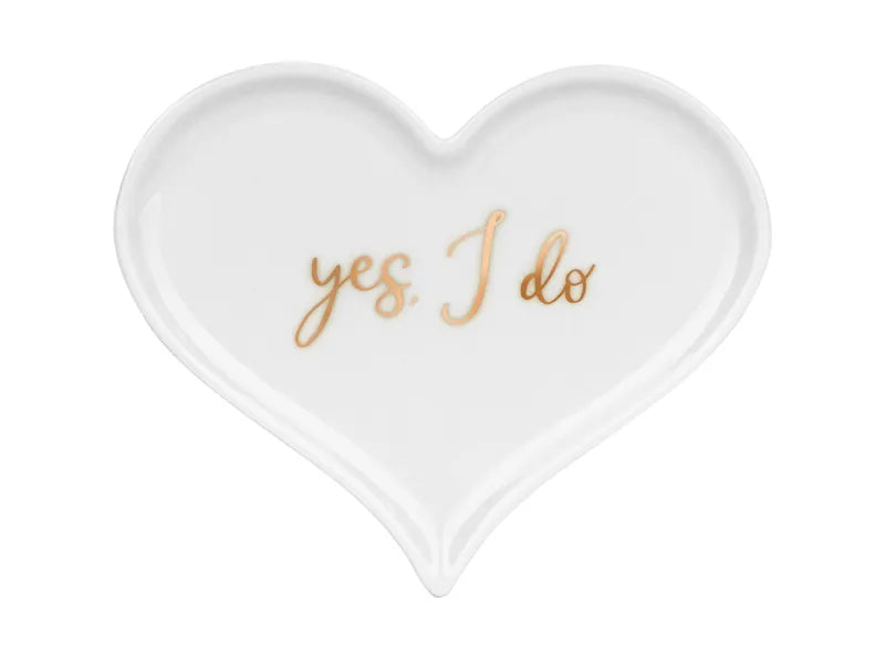 Plato de porcelana con forma de corazón para anillos de boda, 13,3 x 10,8 cm.