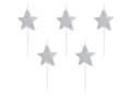 Velas de cumpleaños con forma de estrella, plateadas, 3,5 cm