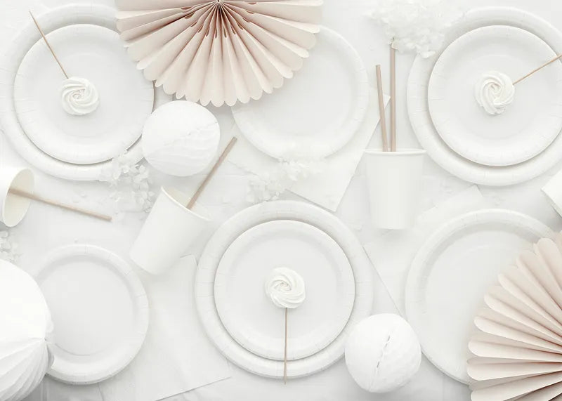 Platos de papel blancos, 18 cm