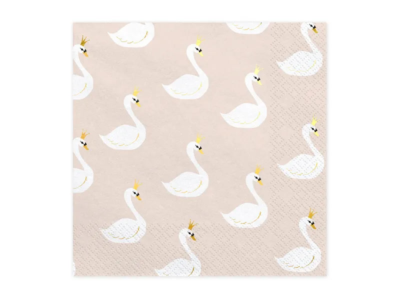 Servilletas con diseño de cisne, 33x33 cm.