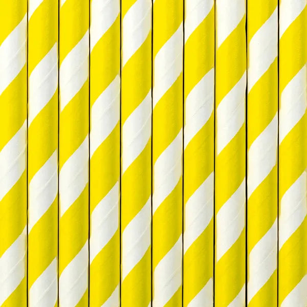 Pajitas de papel amarillas, 19,5 cm