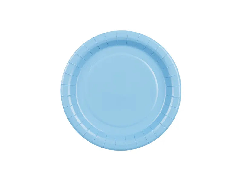 Platos de papel, azul claro, 18 cm -  6 unidades