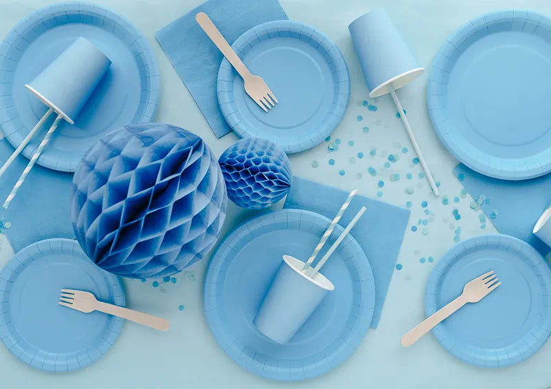 Platos de papel, azul claro, 18 cm -  6 unidades