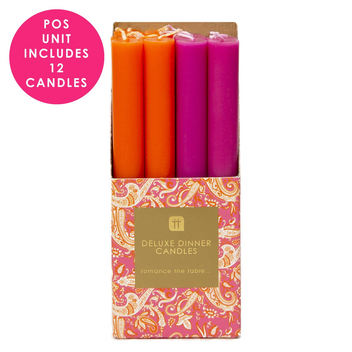 Velas internas de cena naranja y rosa, decoración de verano