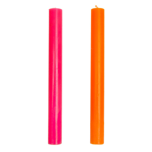 Velas internas de cena naranja y rosa, decoración de verano