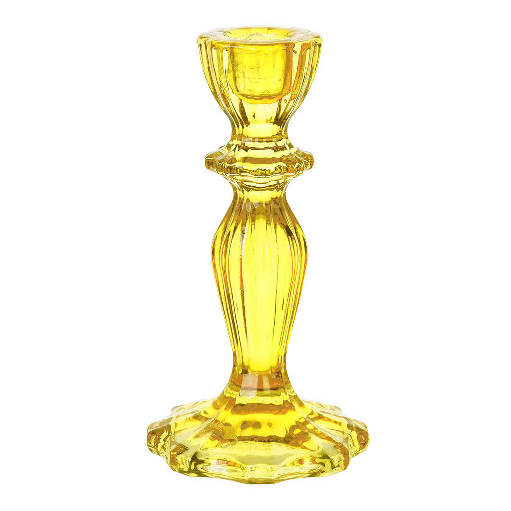 Portavelas de vidrio amarillo, decoración de primavera