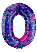 Globo de aluminio número 0 Paint Splash, 86 cm