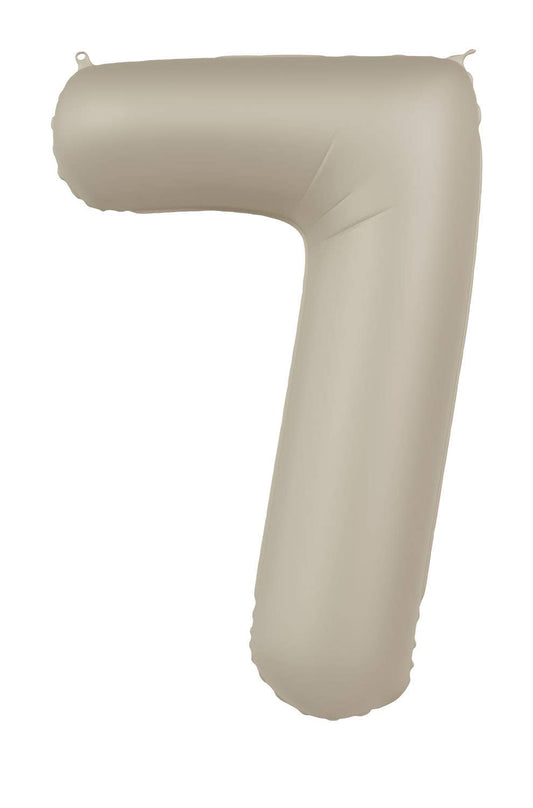 Globo de aluminio número 7, latte cremoso, ultra mate, 86 cm