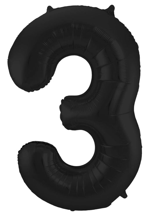 Globo Foil Number 3 Negro Metálico Mate - 86 cm