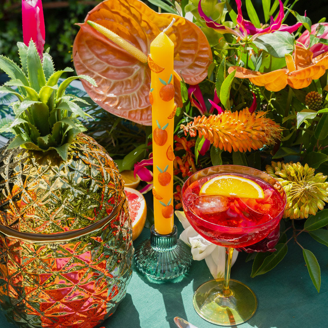 Velas para cena llamativas de frutas de verano, paquete de 2