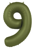 Globo de aluminio número 9, verde oliva, ultramate, 86 cm