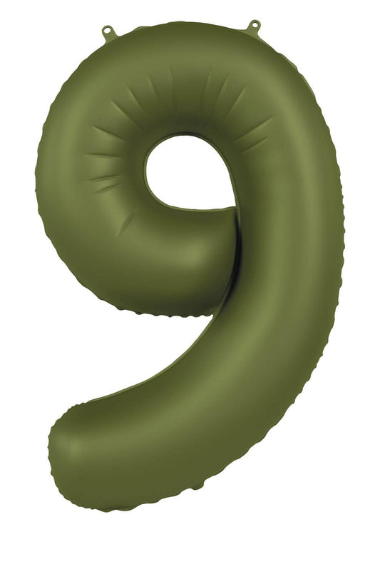 Globo de aluminio número 9, verde oliva, ultramate, 86 cm