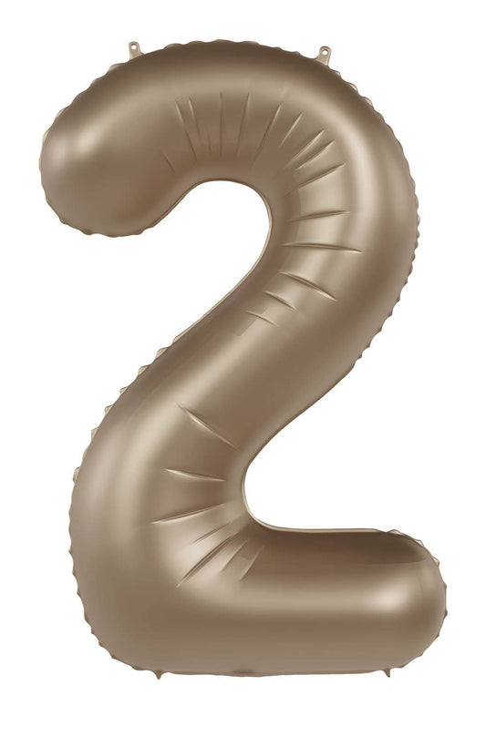Globo de aluminio número 2, oro claro, satinado brillante, 86 cm