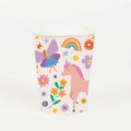 8 VASOS DE CARTÓN - UNICORNIO MÁGICO