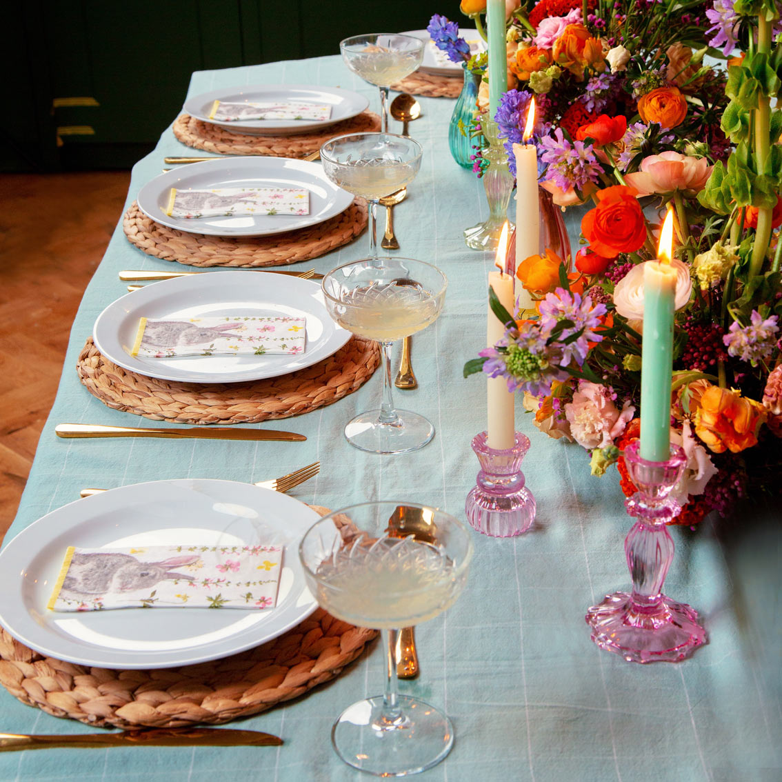 Portavelas pequeño de cristal rosa, decoración primaveral