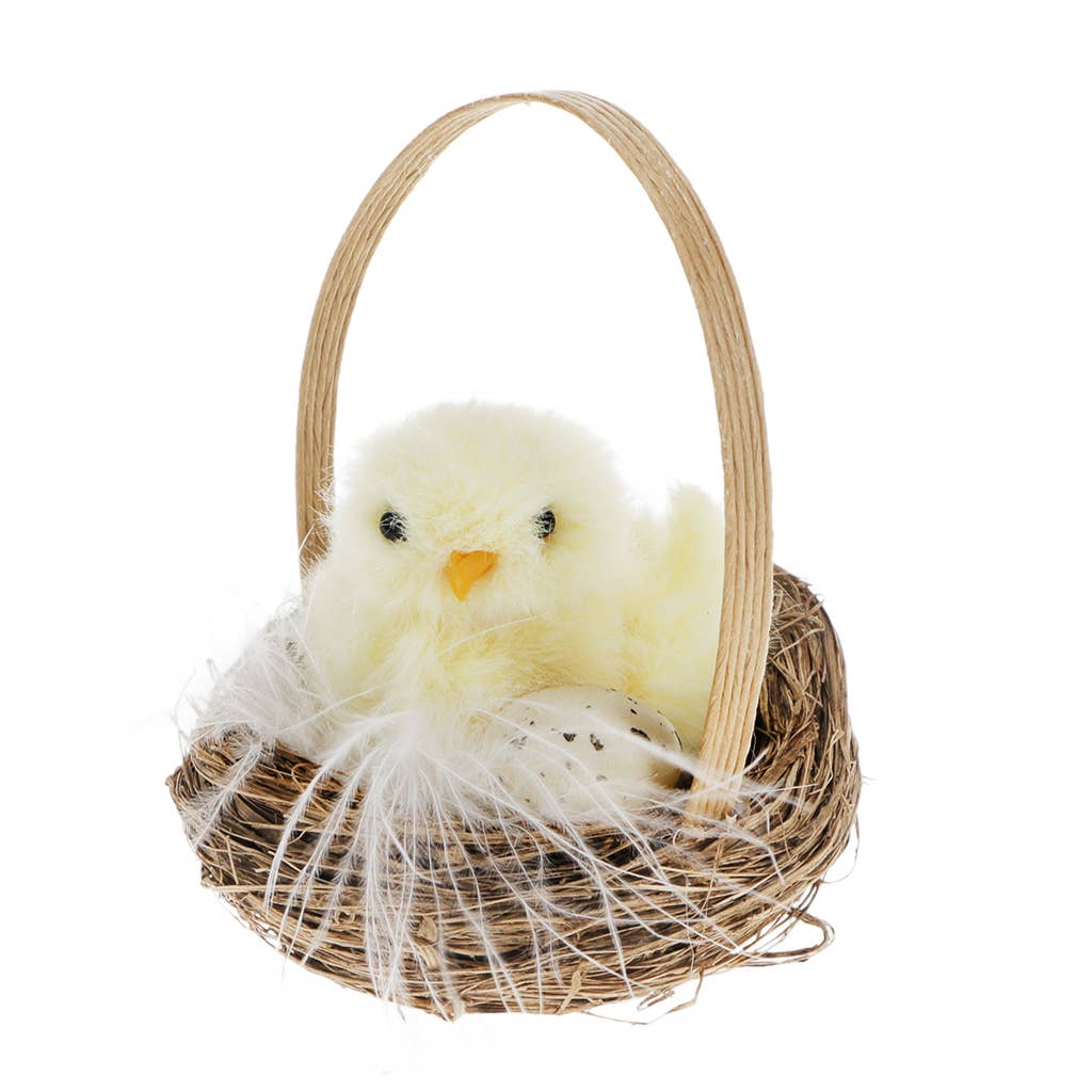 Decoración de Pascua esponjosa - Pollito en cesta