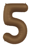Globo de aluminio número 5, marrón chocolate, ultra mate, 86 cm