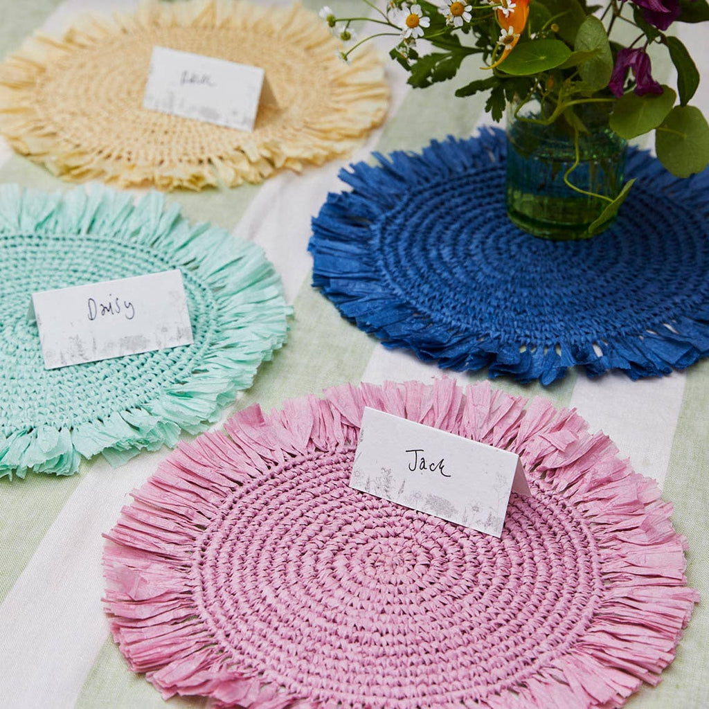 Manteles individuales de rafia color crema | Paquete de 2 | Decoración de mesa |