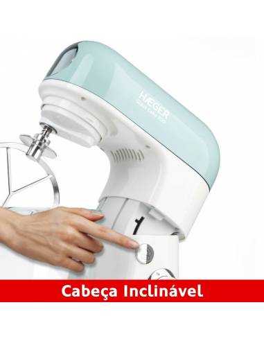 Batidora Haeger Glass Cake 700 con tazón de vidrio de 5 litros, 700 W y 3 varillas
