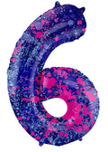 Globo de aluminio número 6 Paint Splash, 86 cm