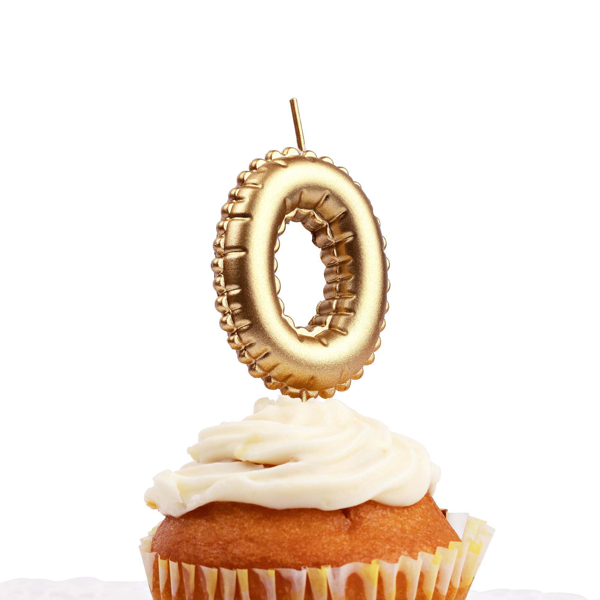 Vela con números primero, 0, globo de aluminio, dorada