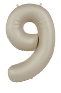 Globo de aluminio número 9, latte cremoso, ultra mate, 86 cm