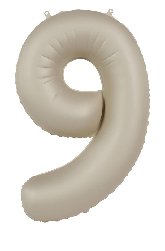 Globo de aluminio número 9, latte cremoso, ultra mate, 86 cm