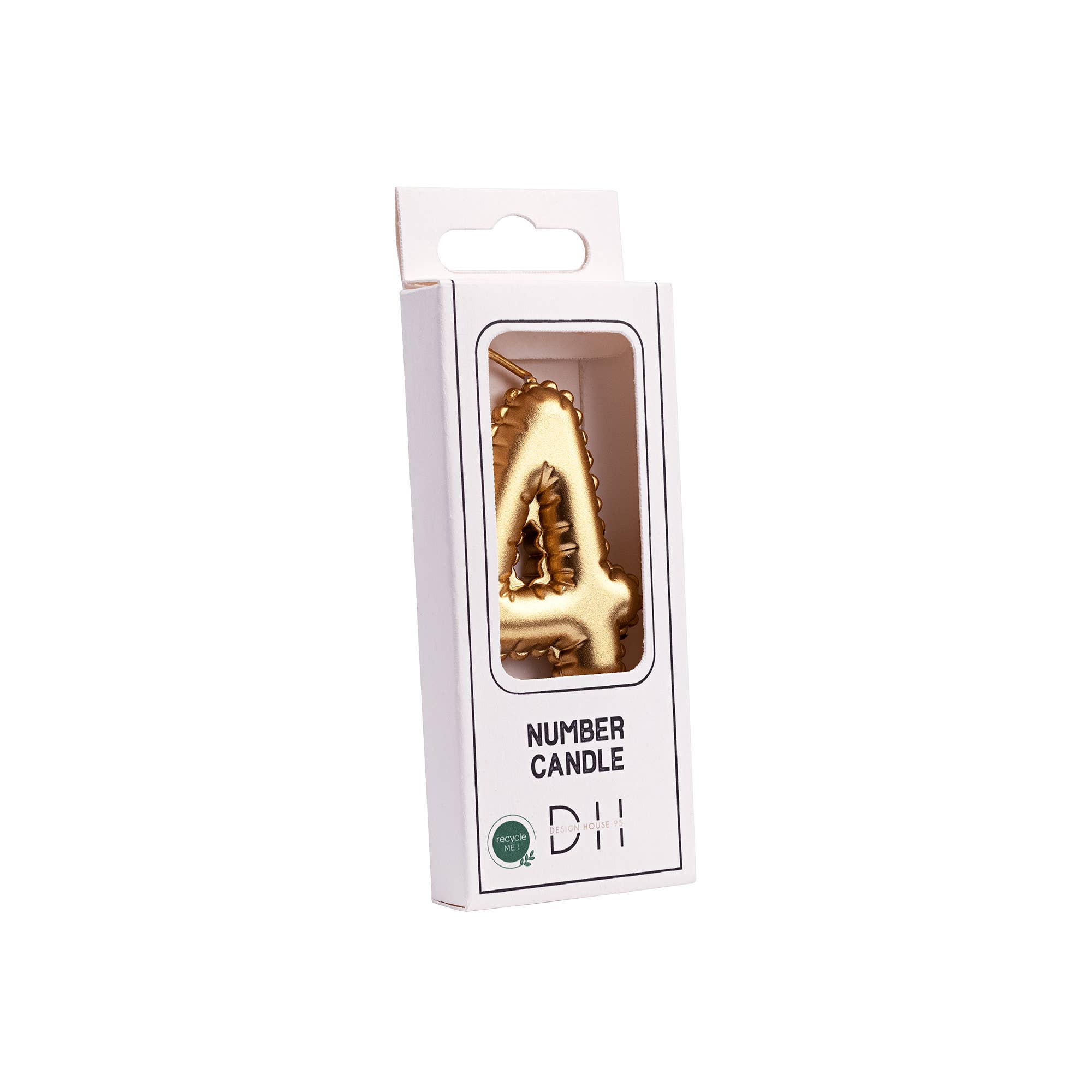 Vela número 4, 1 unidad, globo de aluminio foil , dorada