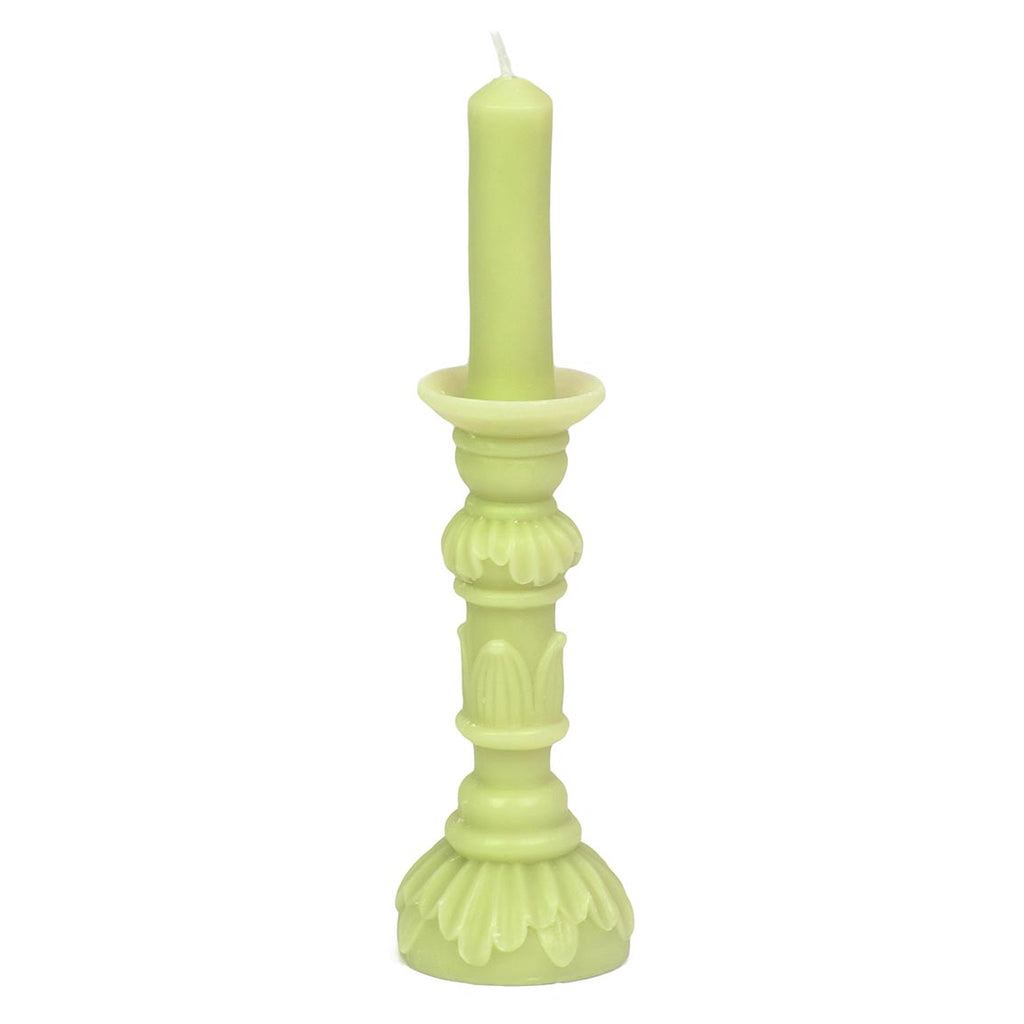 Vela en forma de candelabro de cera verde lima