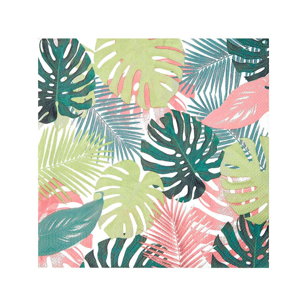Servilletas de papel con diseño de hojas de palmeras tropicales en tonos pastel (paquete de 20)