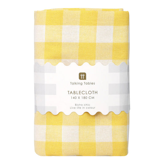 Mantel de cuadros vichy amarillos y blancos Bon Appetit