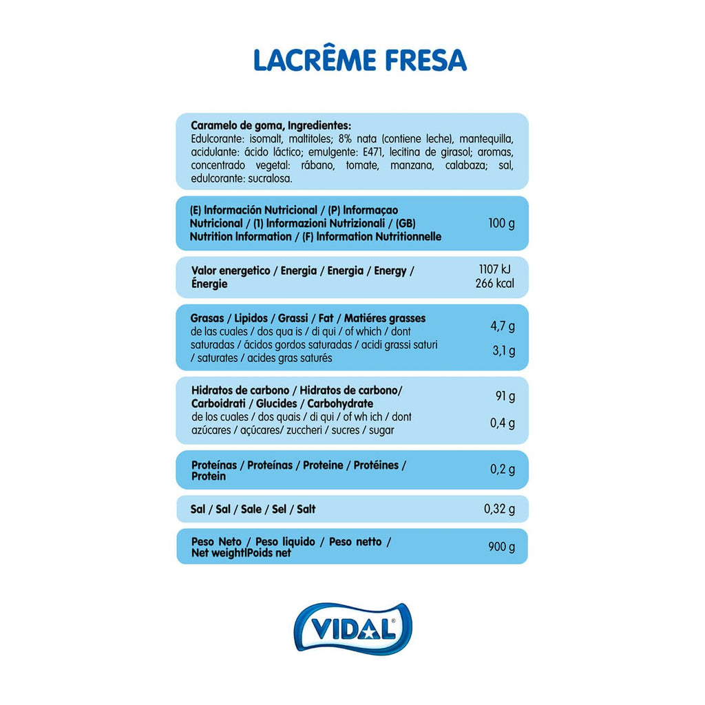 La Crême Fresa Nata sin Azúcar bolsa 900 g