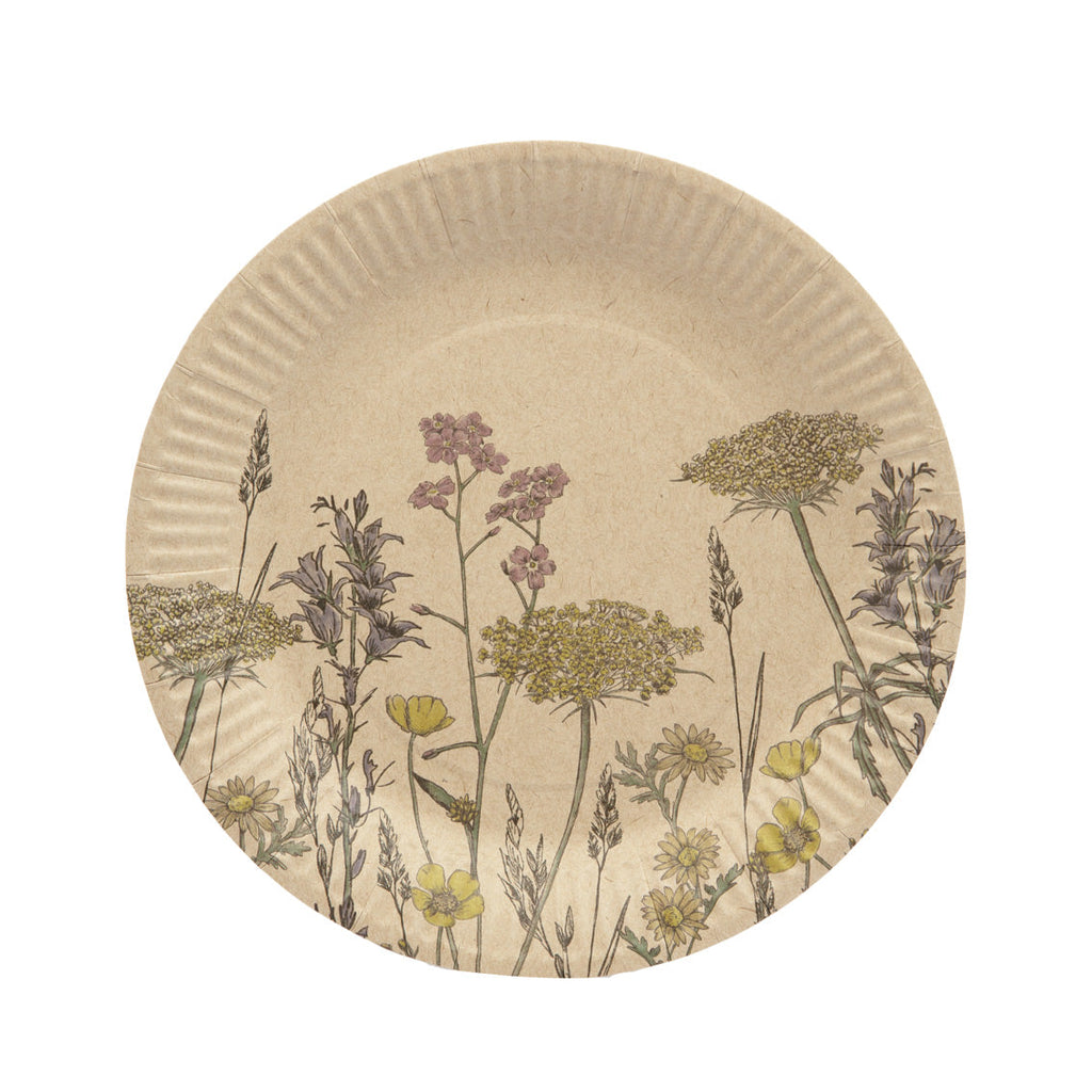 Platos florales de papel reciclado ecológico - Paquete de 12