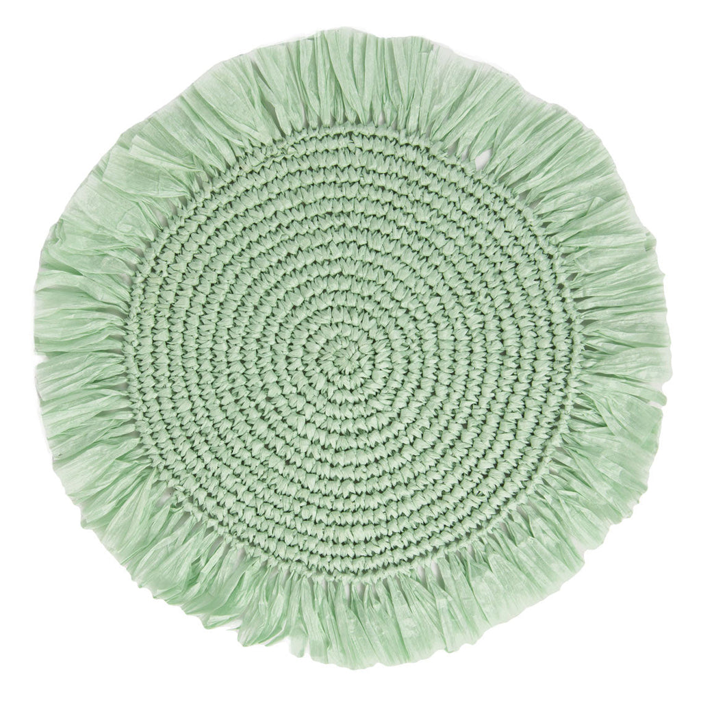 Manteles individuales de rafia color verde menta para mesa - Pack de 2