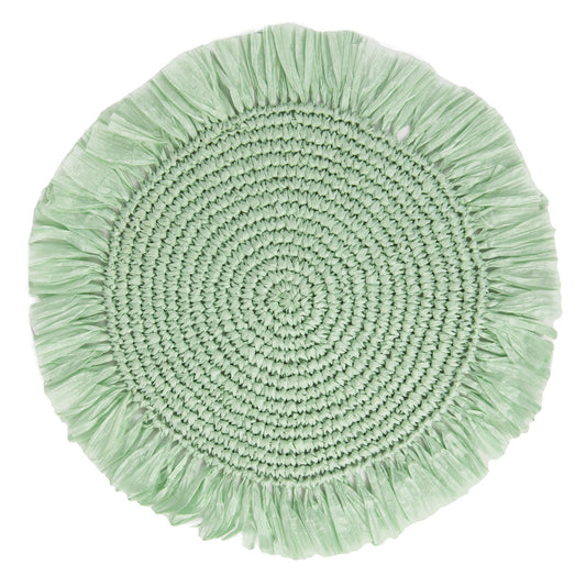 Manteles individuales de rafia color verde menta para mesa - Pack de 2