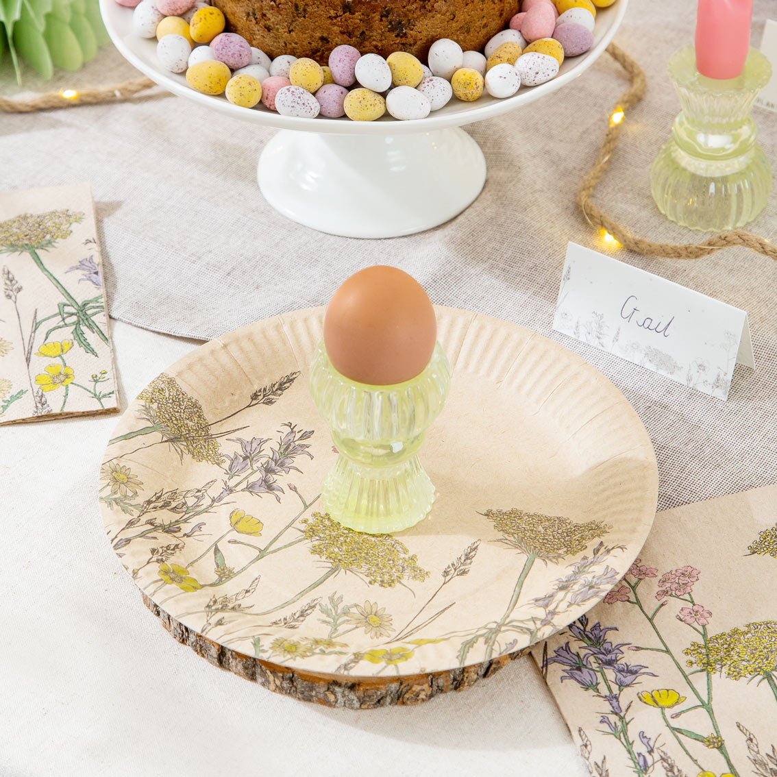 Platos florales de papel reciclado ecológico - Paquete de 12